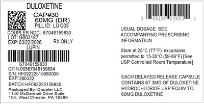 Label (68180 296 03 Duloxetine 60mg 67046 1598 30)